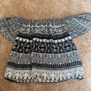 Black and white off the shoulder top